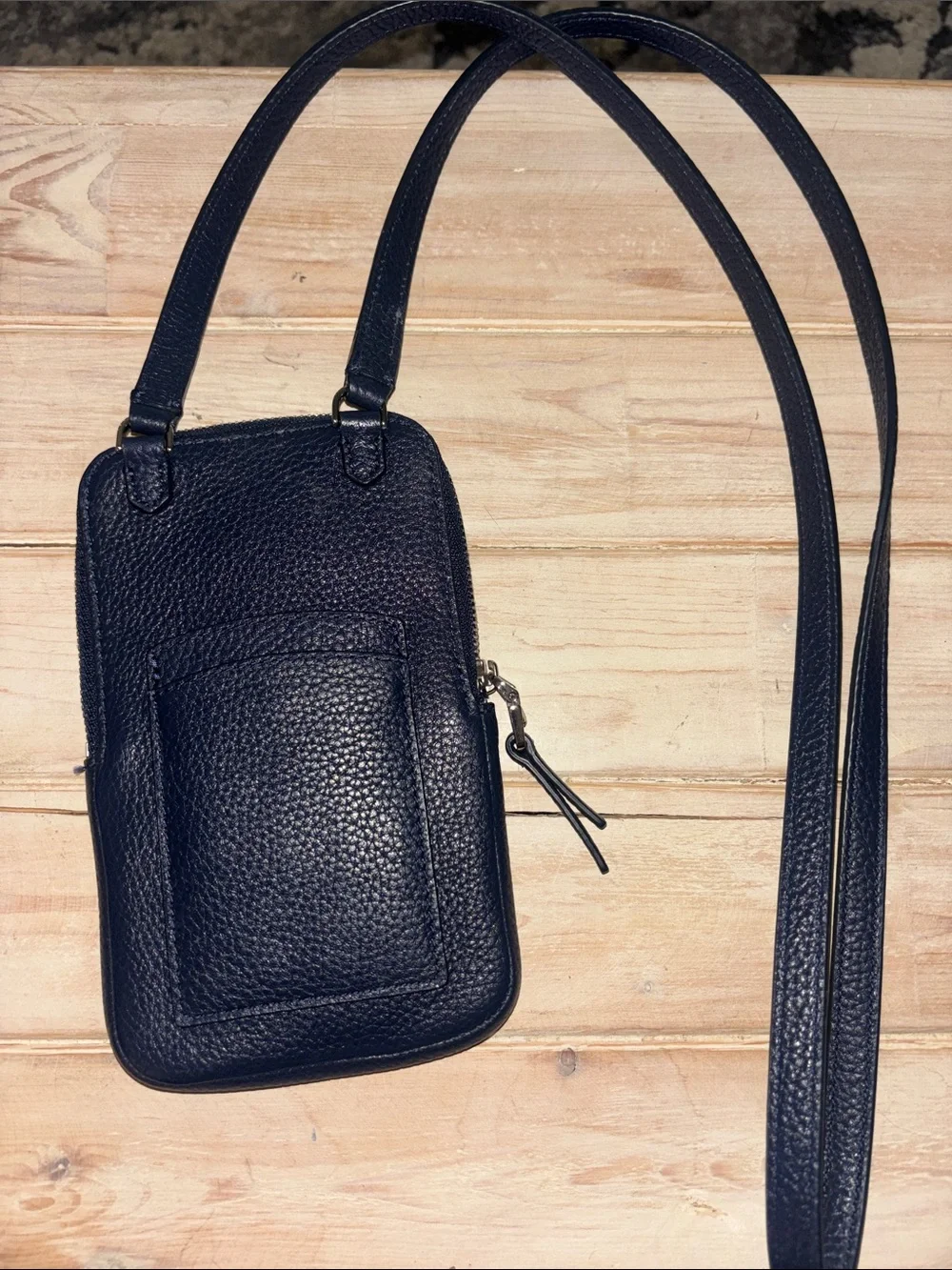 kate spade Black Pebbled Leather Crossbody Phone Pouch